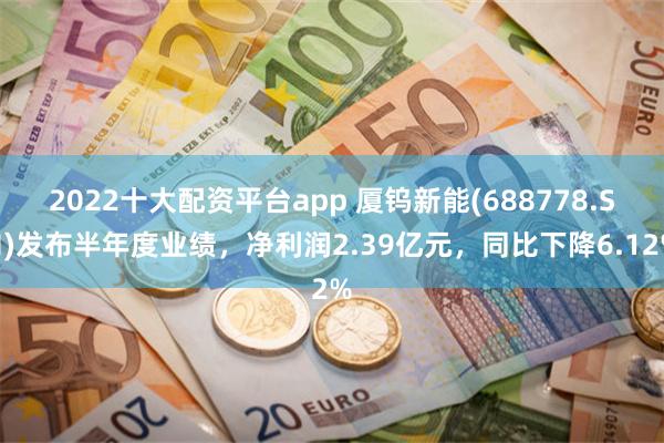 2022十大配资平台app 厦钨新能(688778.SH)发布半年度业绩，净利润2.39亿元，同比下降6.12%